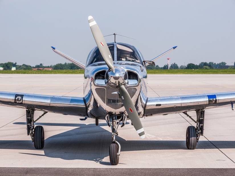 Beechcraft Bonanza aircraft at airport