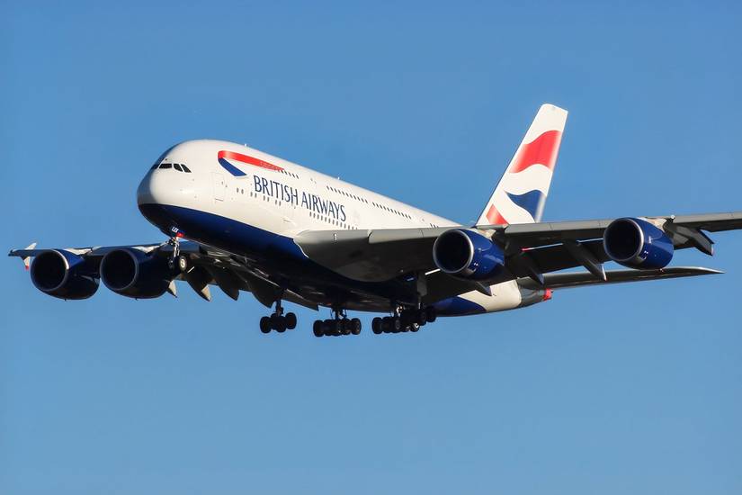 British Airways Airbus A380 on short final