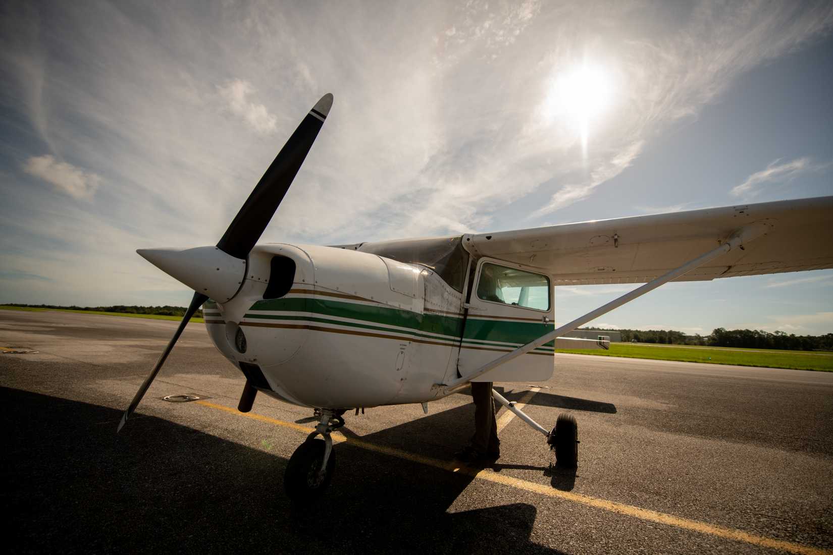Cessna Plane ready for the students to fly at Aim High flight school.