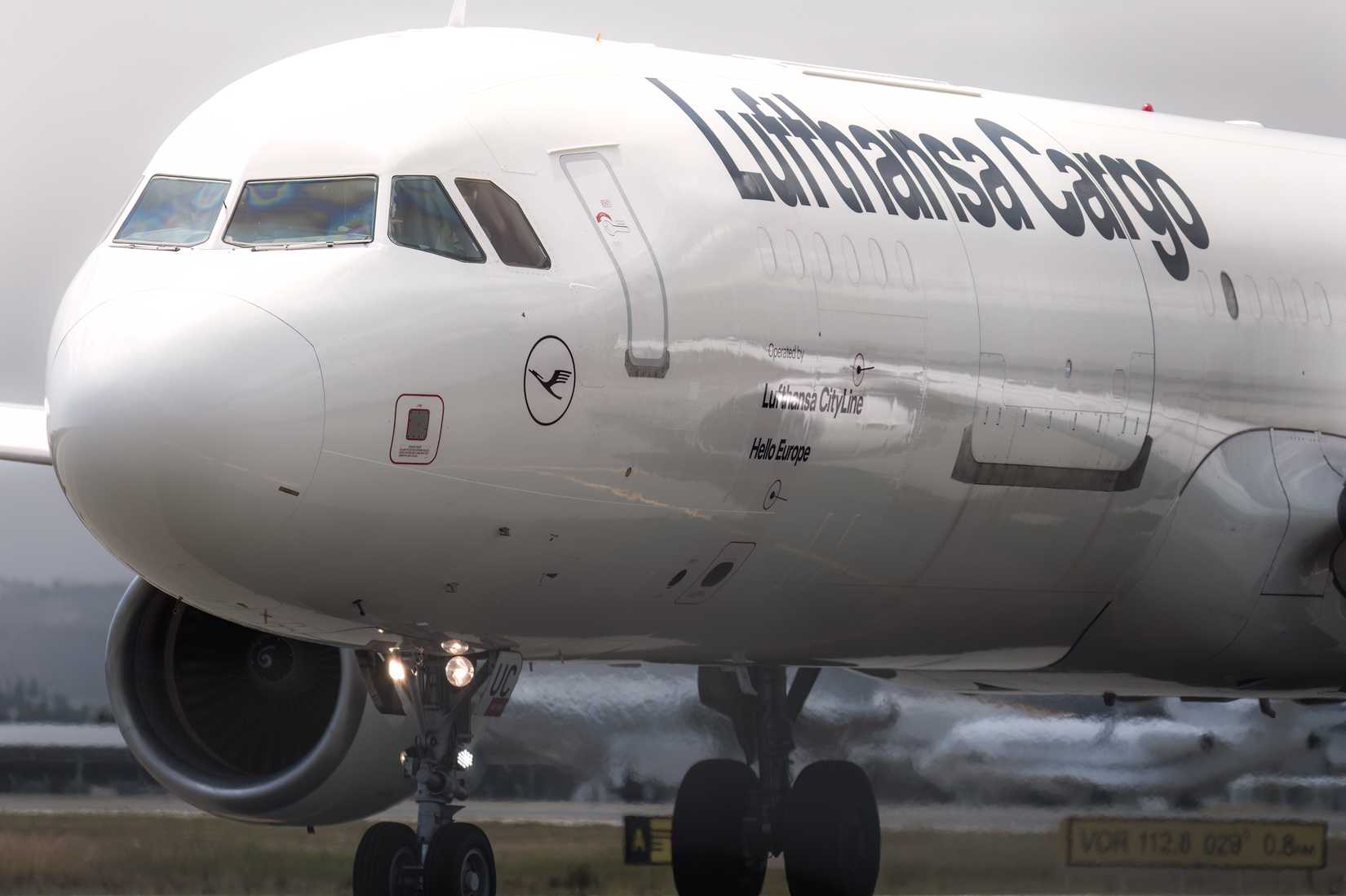 Close-up of Airbus A321-211(P2F) of Lufthansa Cargo at Larnaca Airport