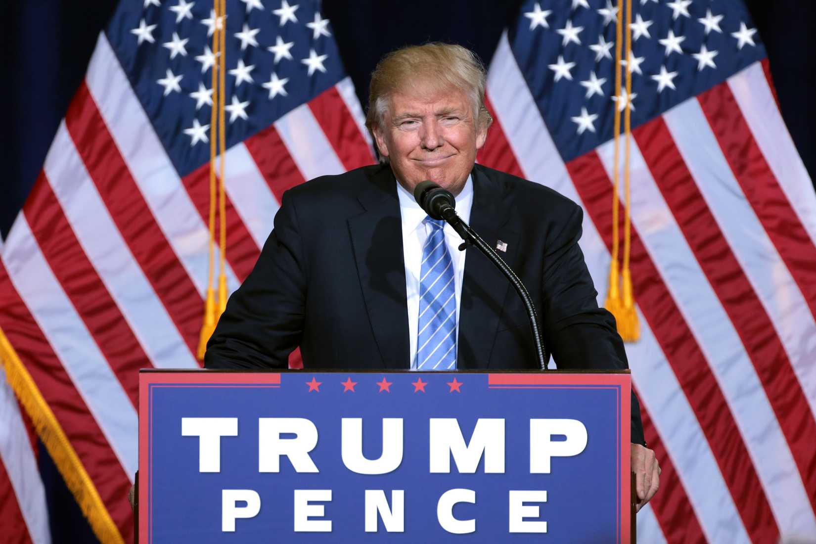 Trump speaks at a rally.