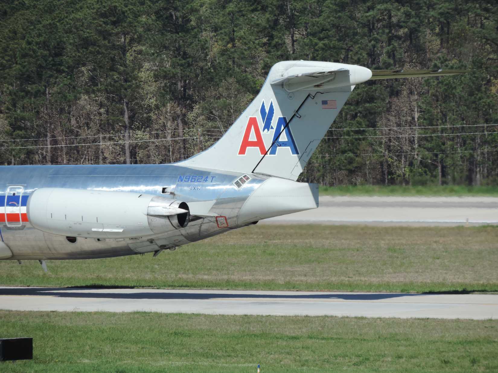 An American Airlines MD-83 Tail pictured at Raleigh/Durham International Airport