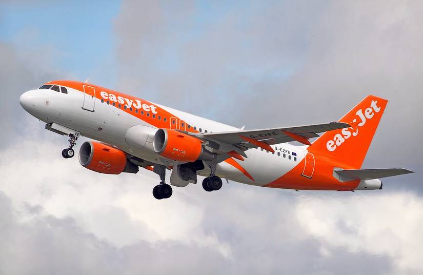 easyJet machine in the air