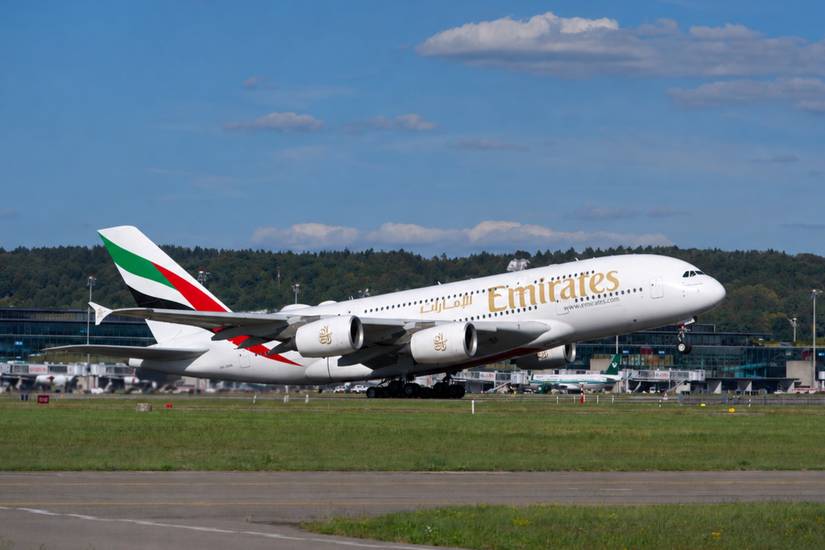 Emirates A380 taking off
