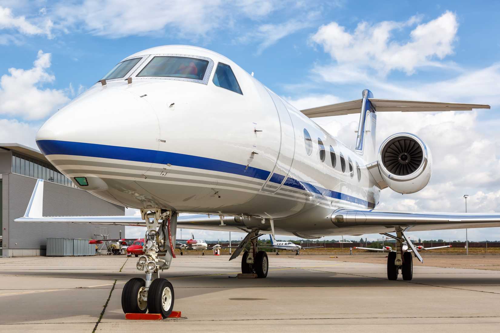 Gulfstream Aerospace G450 airplane at Stuttgart Airport (STR) in Germany.