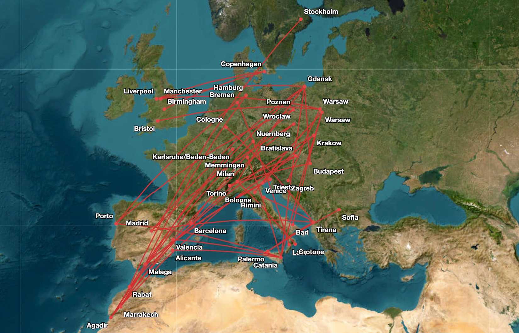 Ryanair new routes map 