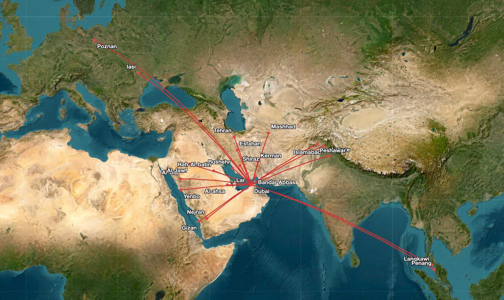 flydubai canceled routes map 