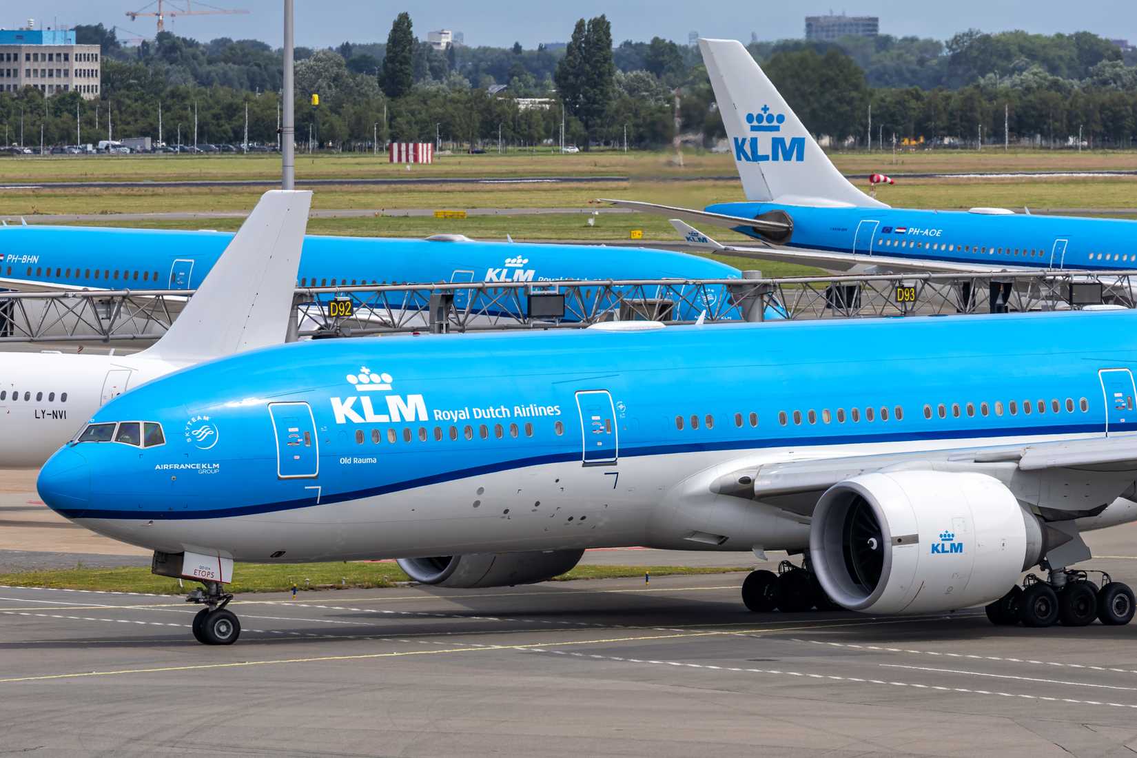 KLM aircraft parked at Amsterdam Airport Schiphol