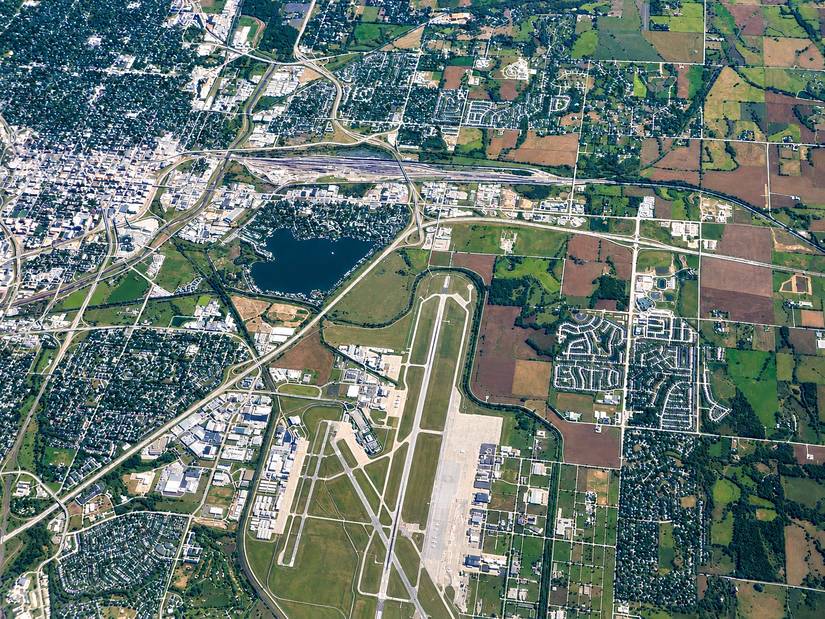 An aerial view of Lincoln Airport 