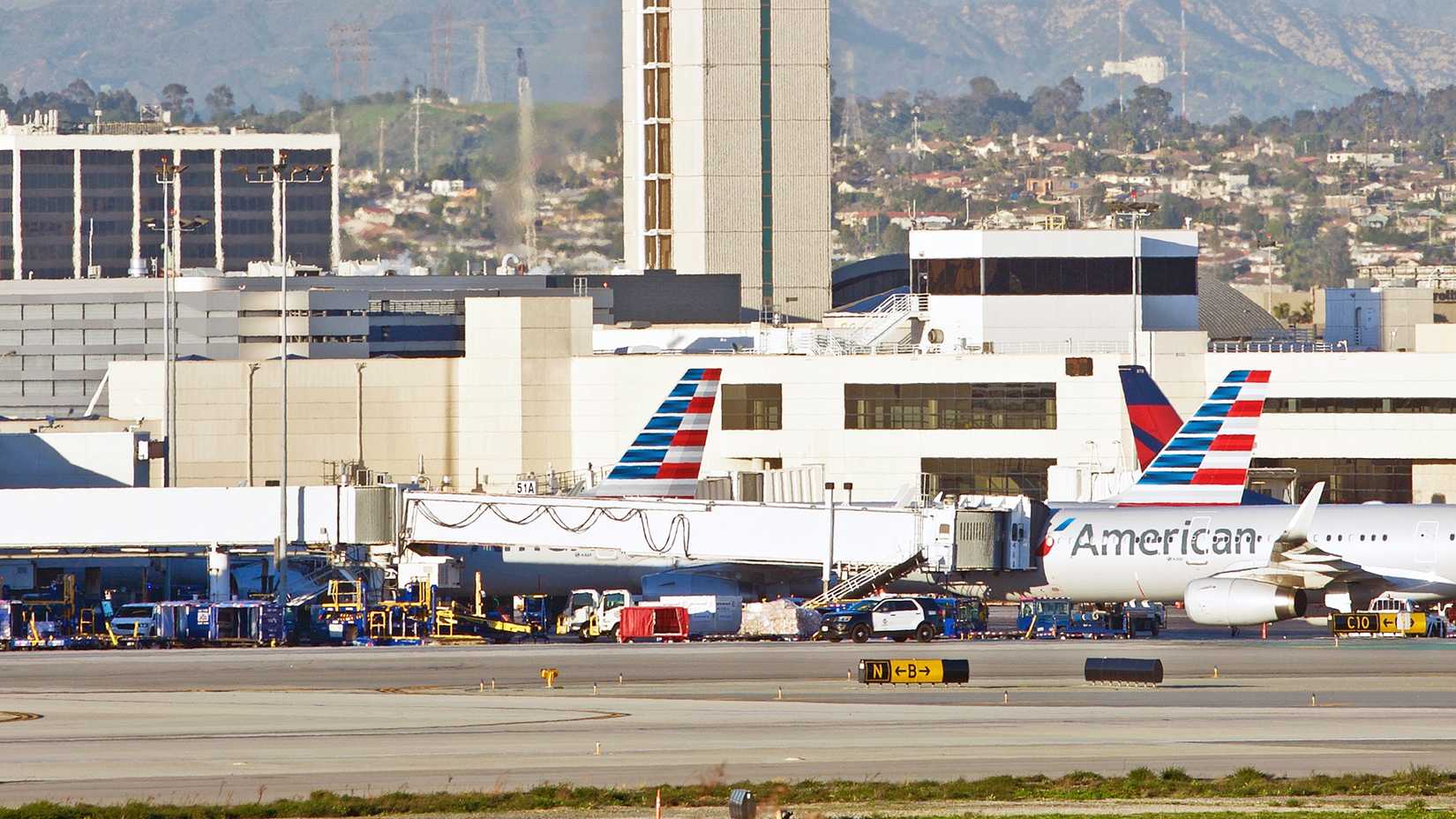 Los Angeles International Airport gate and tower