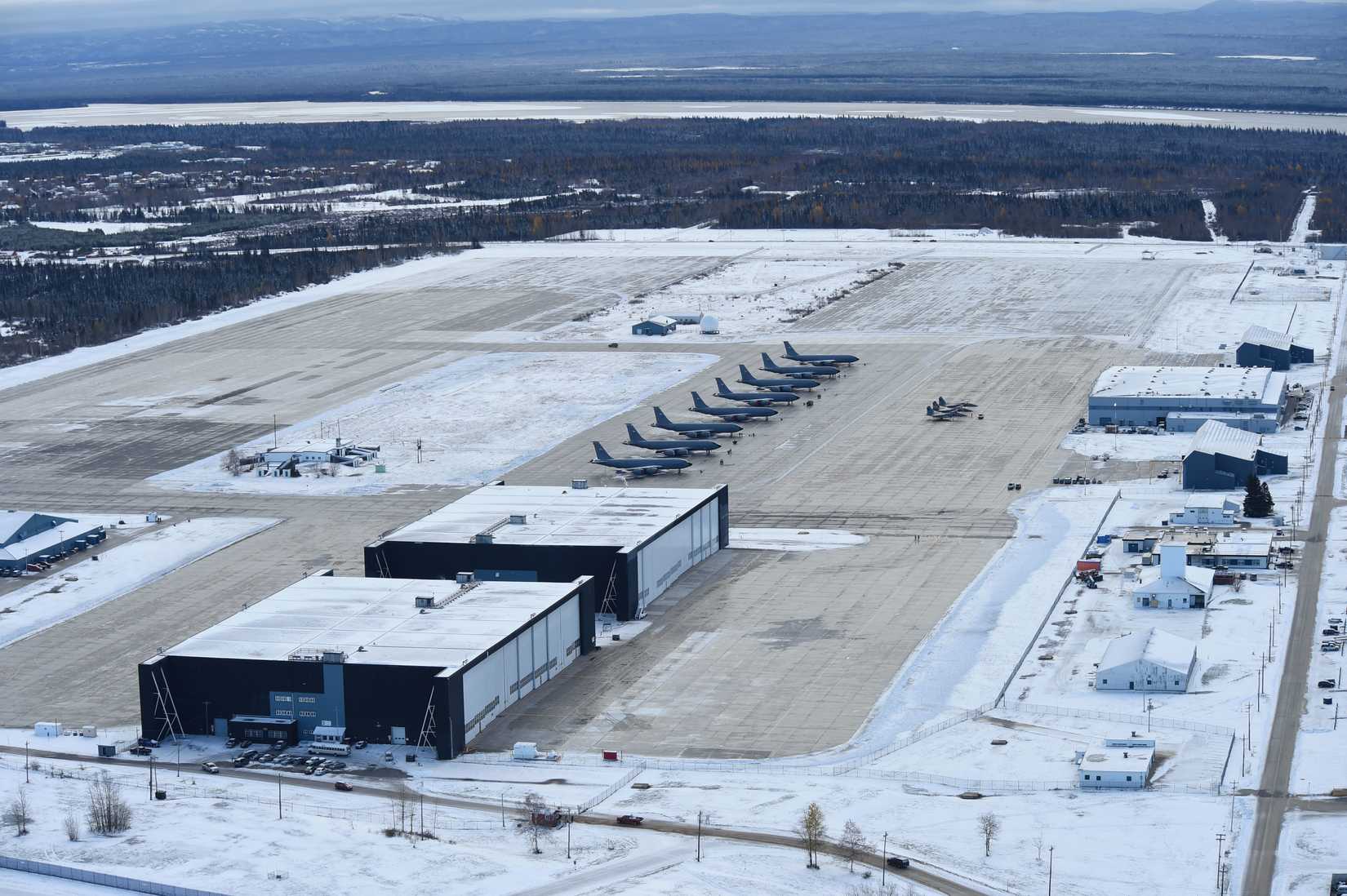 Military aircraft sits on the flight line during Vigilant Shield 16 at 5 Wing Goose Bay, Canada