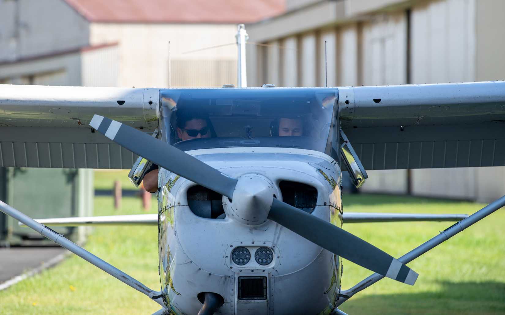 Pre-flight operations on a Cessna 172M with the Yokota Aero Club, at Yokota Air Base, Japan