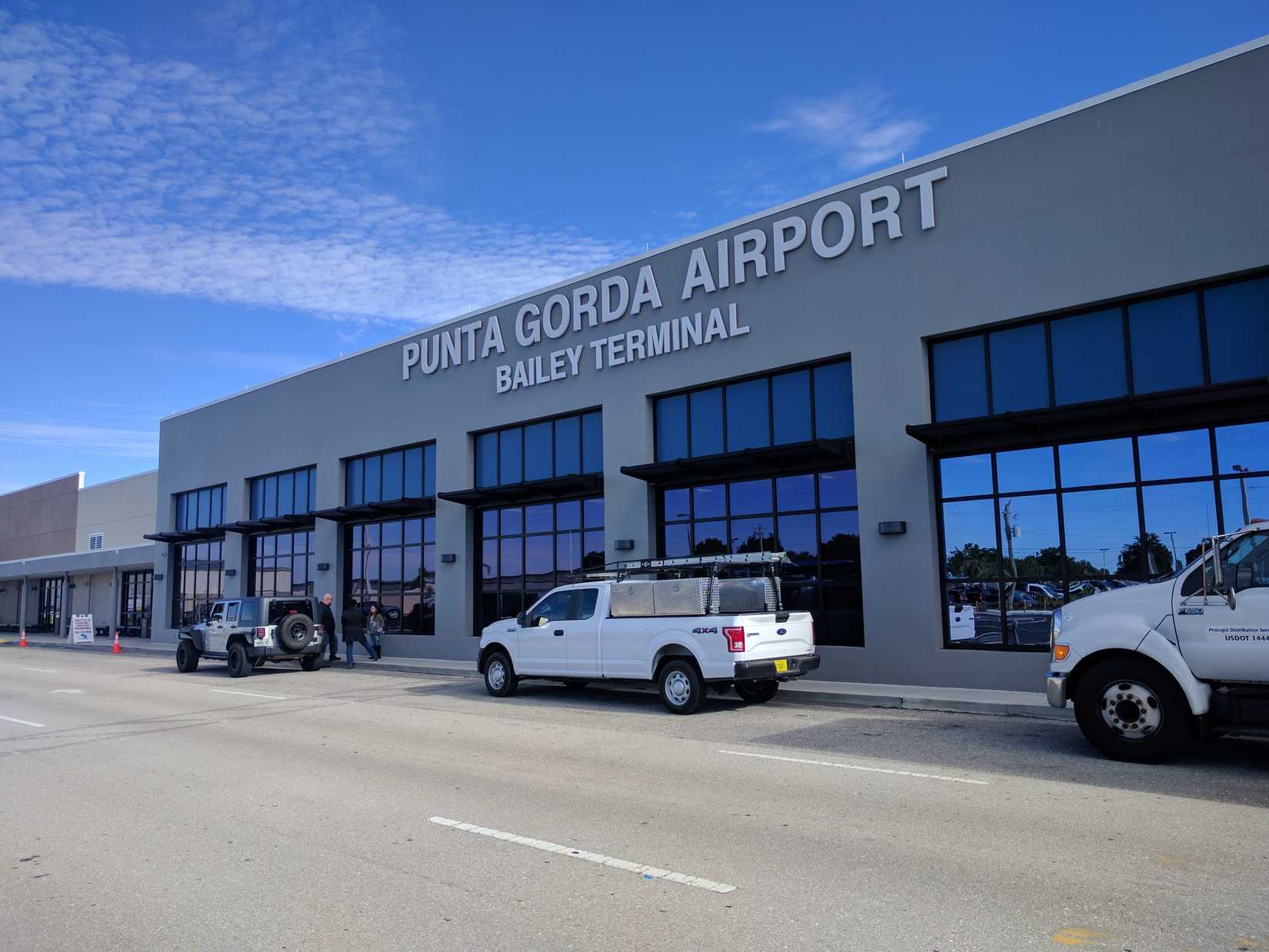 The front of the terminal building at Punta Gorda Airport.