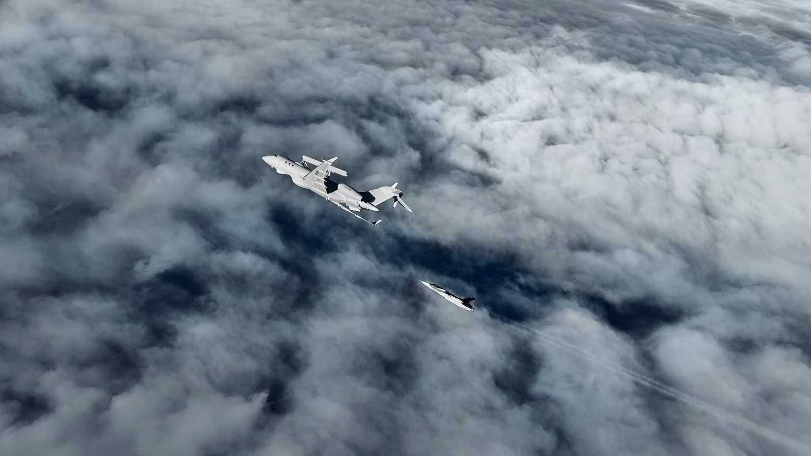 Saab GlobalEye AEW&C in flight with Gripen fighter