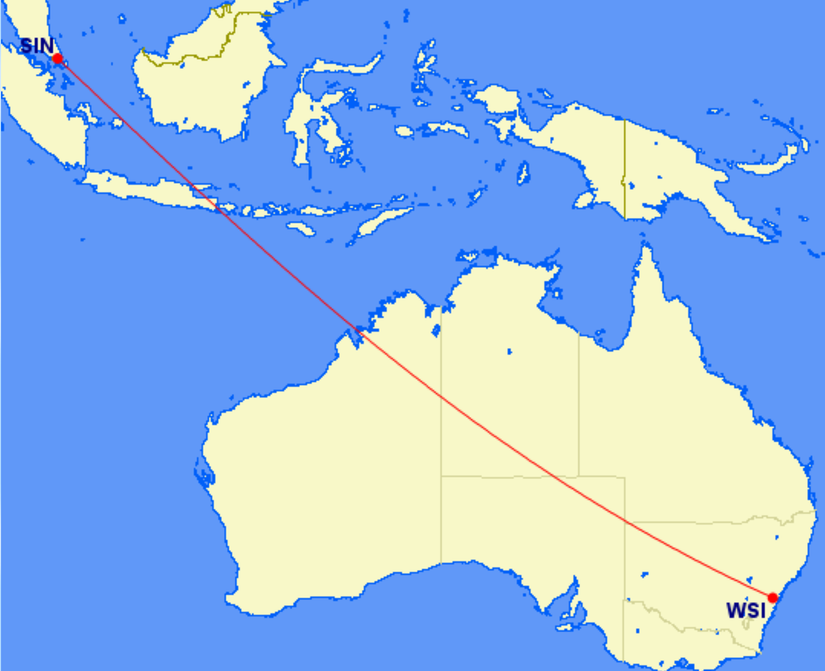 singapore to western sydney map