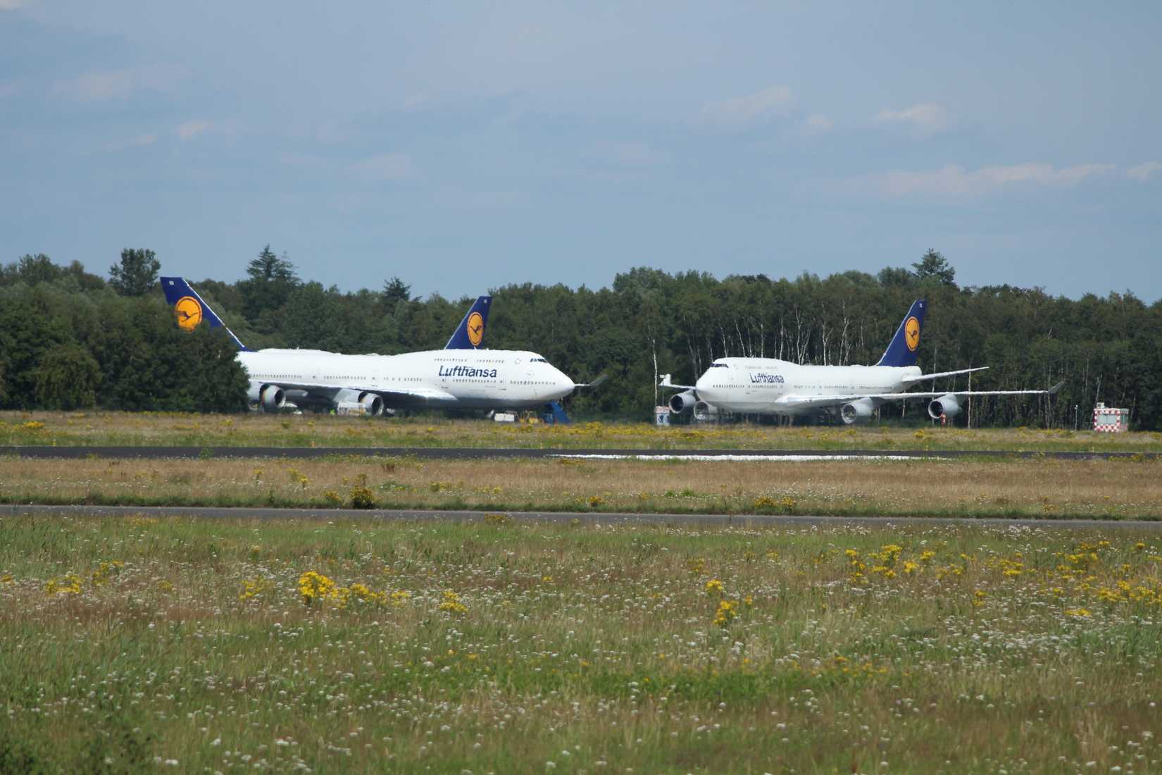 Lufthansa Boeing 747-400 aircraft parked at Twente Airport 