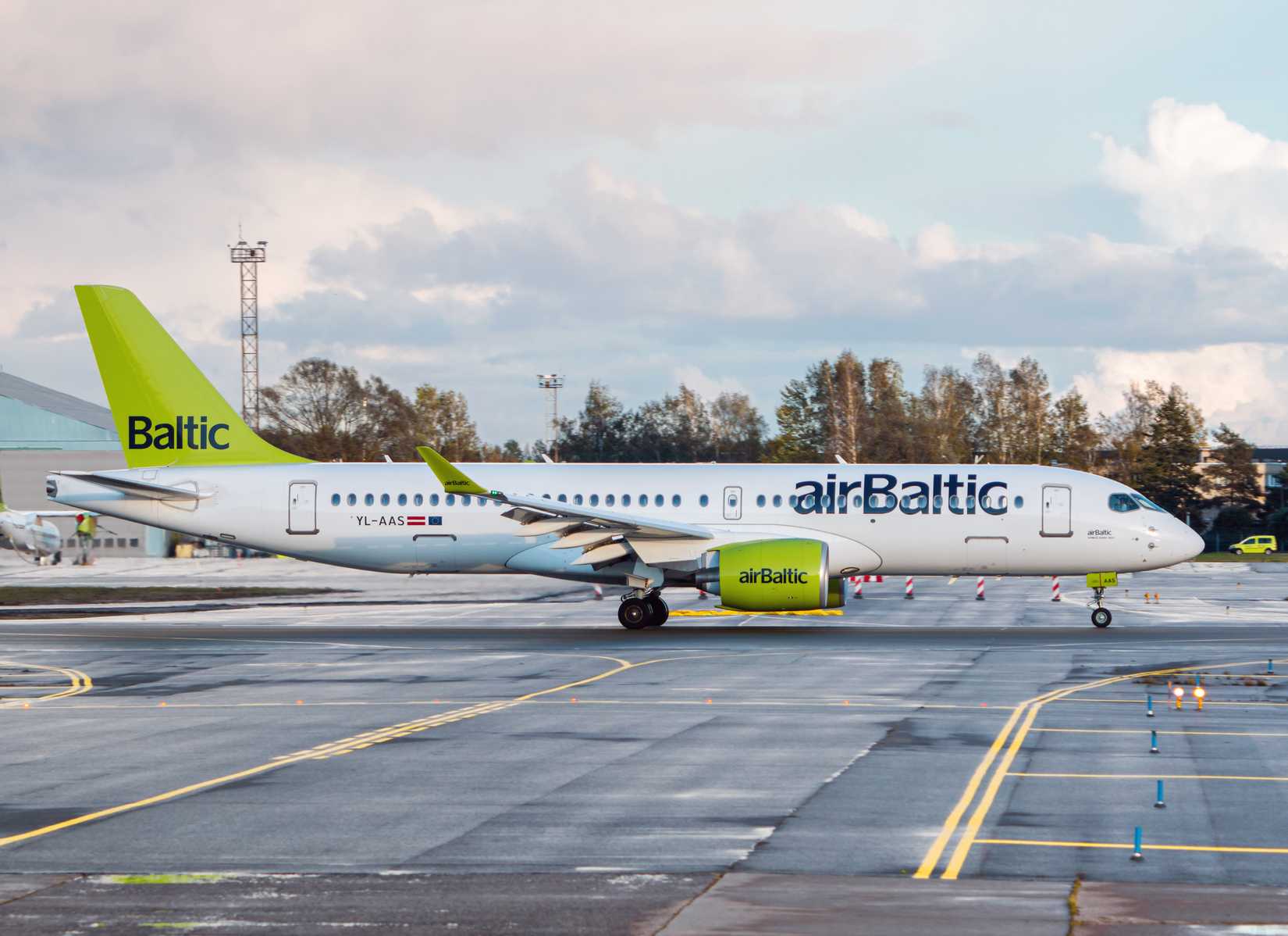 Riga, Latvia - 08 Nov, 2020, Airbus A220 Airbaltic
