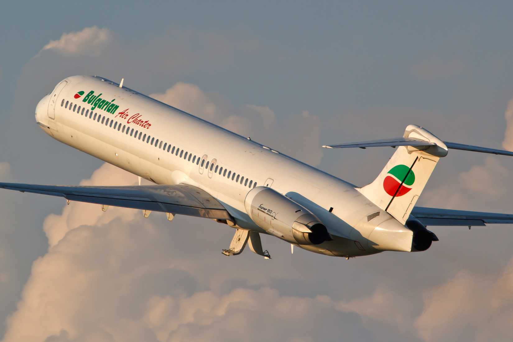 A Bulgaria Air Charter MD-80 on takeoff