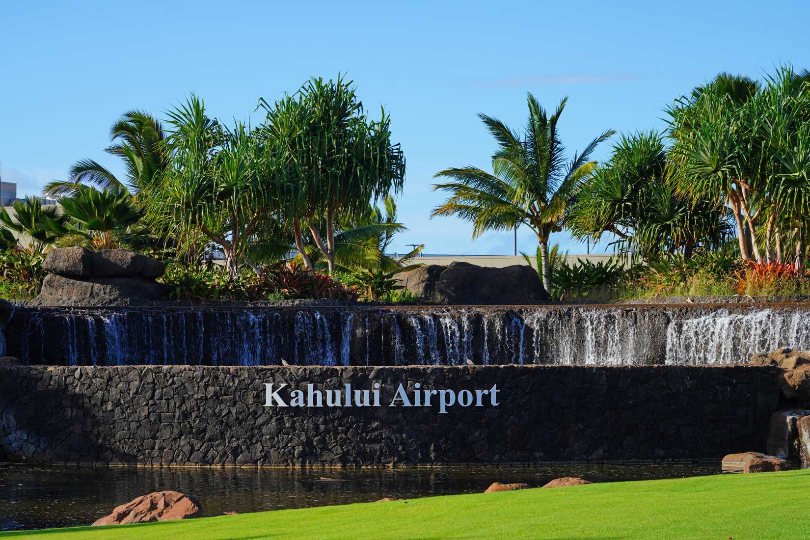 KAHULUI, HI -27 MAY 2021- View of the terminal at the Kahului Airport (OGG) on the island of Maui in Hawaii near the Haleakala volcano.