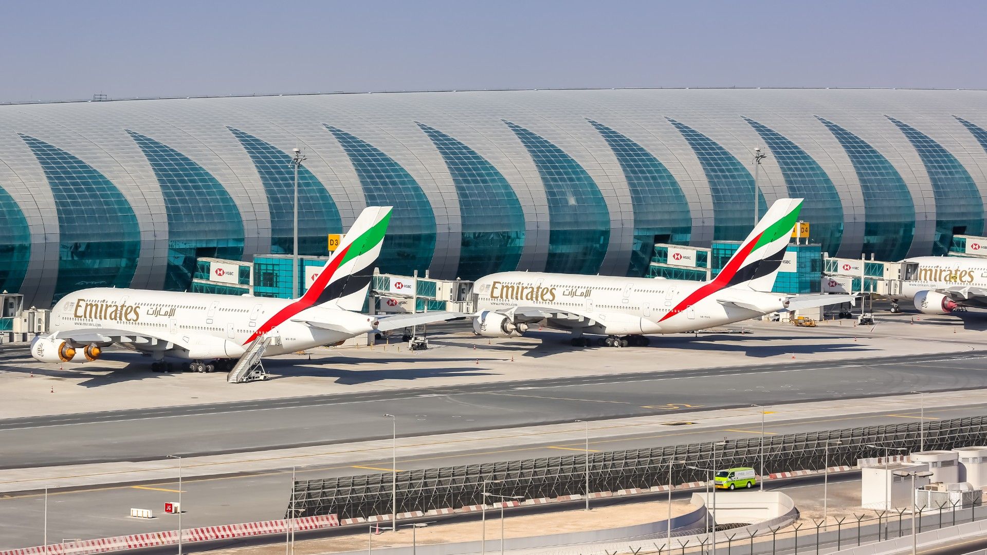 Emirates Airbus A380s Parked