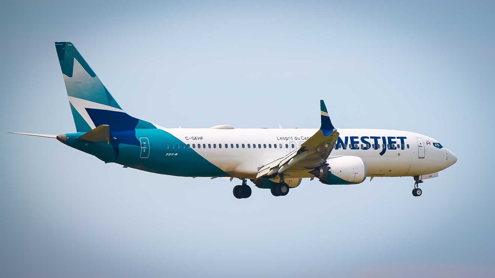 WestJet Boeing 737 MAX 8 aircraft landing 