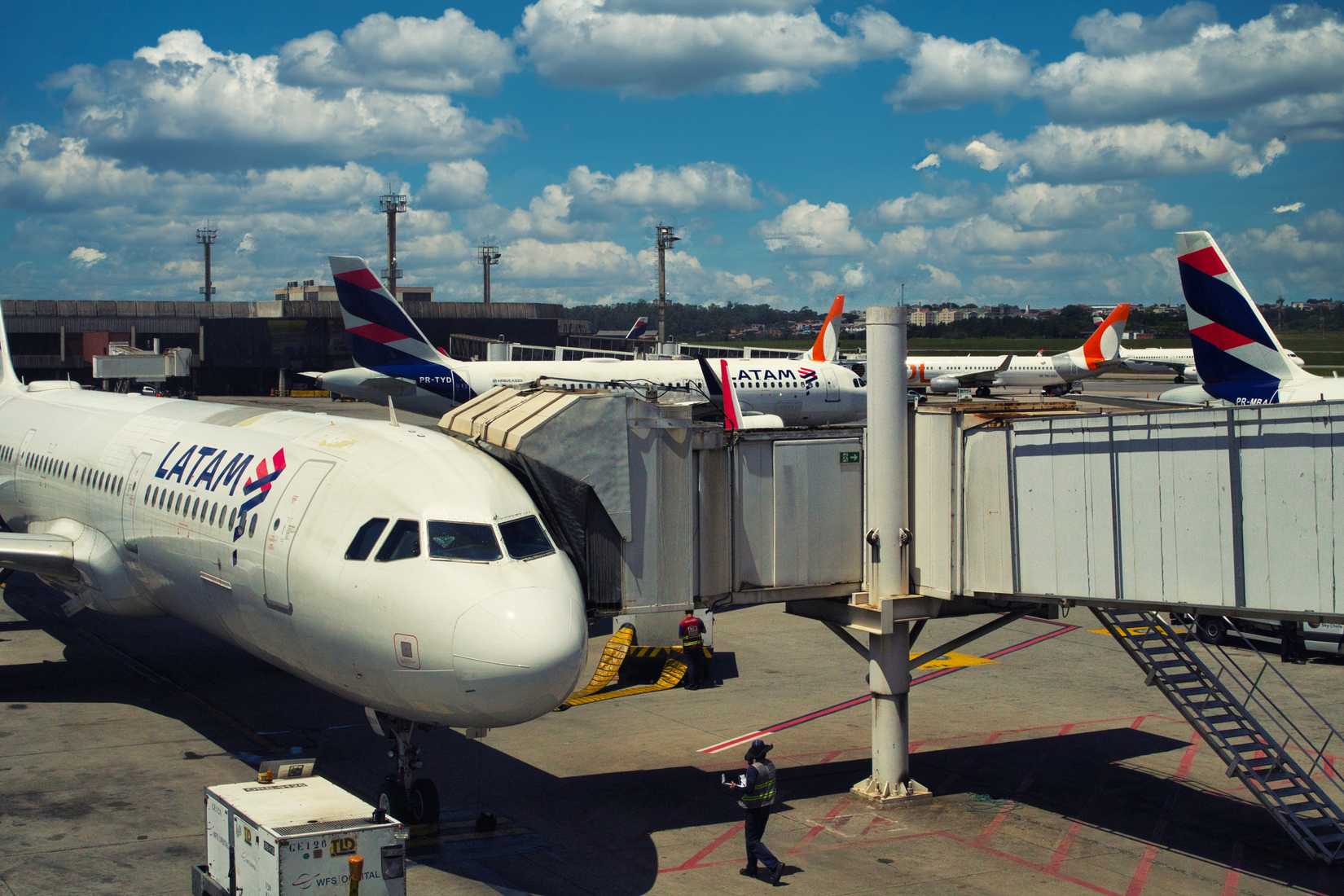 Photo of an airplane of the airline LATAM at the airport of Sao Paulo Guarulhos. Guarulhos, Sao Paulo, Brazil 07.03.2025