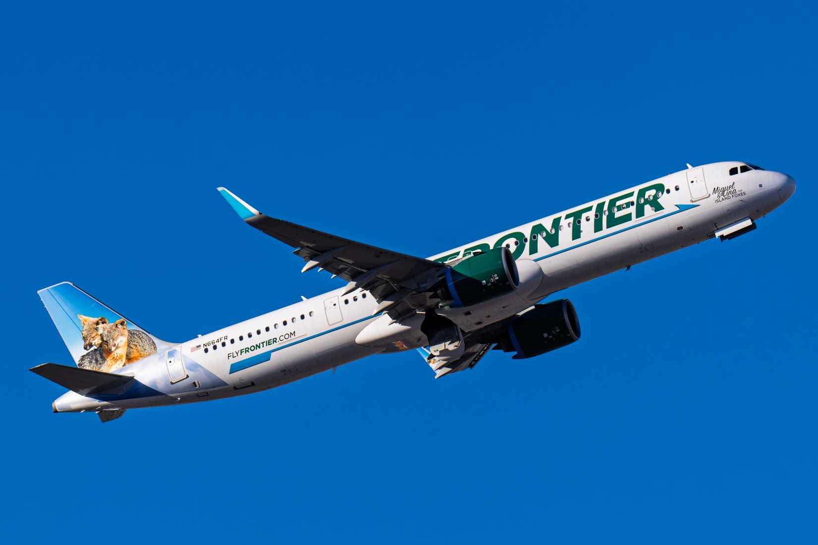 Frontier Airlines A321  flying in the skies