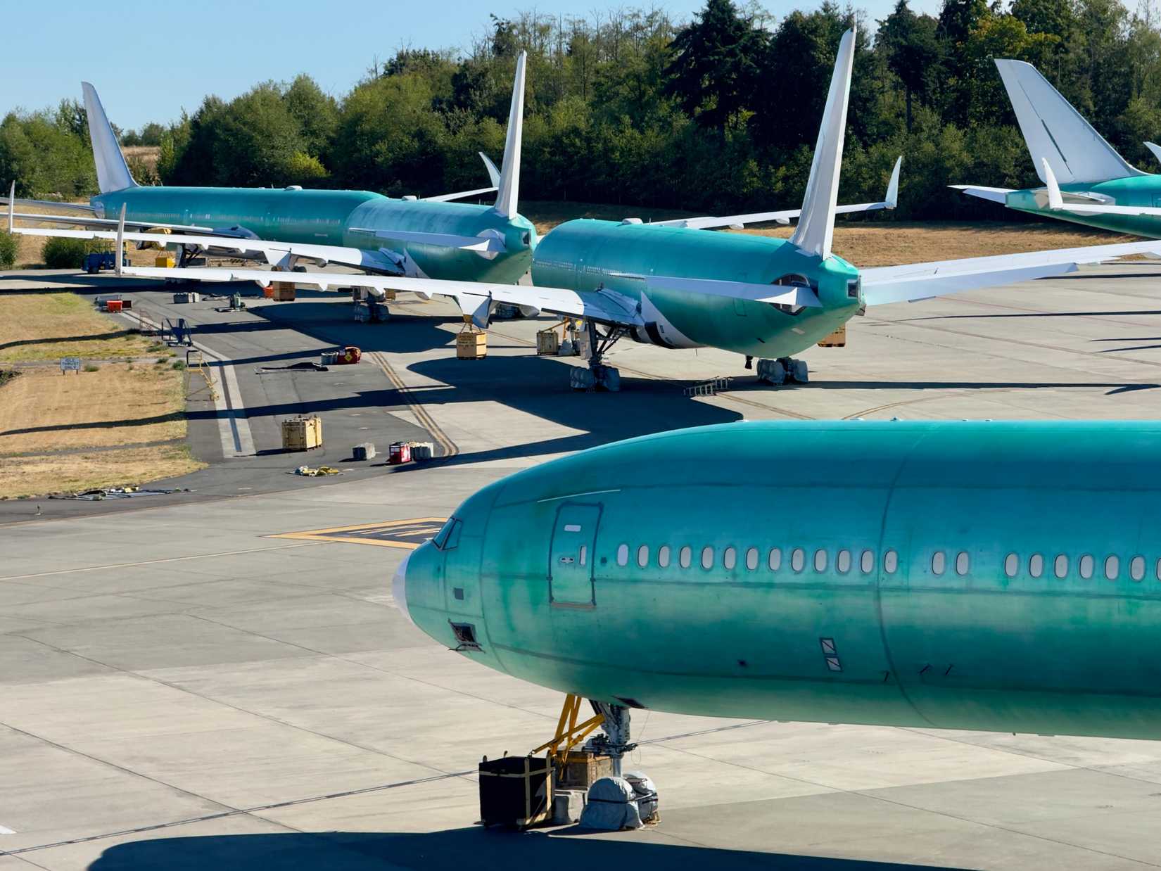 Early edition Boeing 777X aircraft parked in Everett, WA