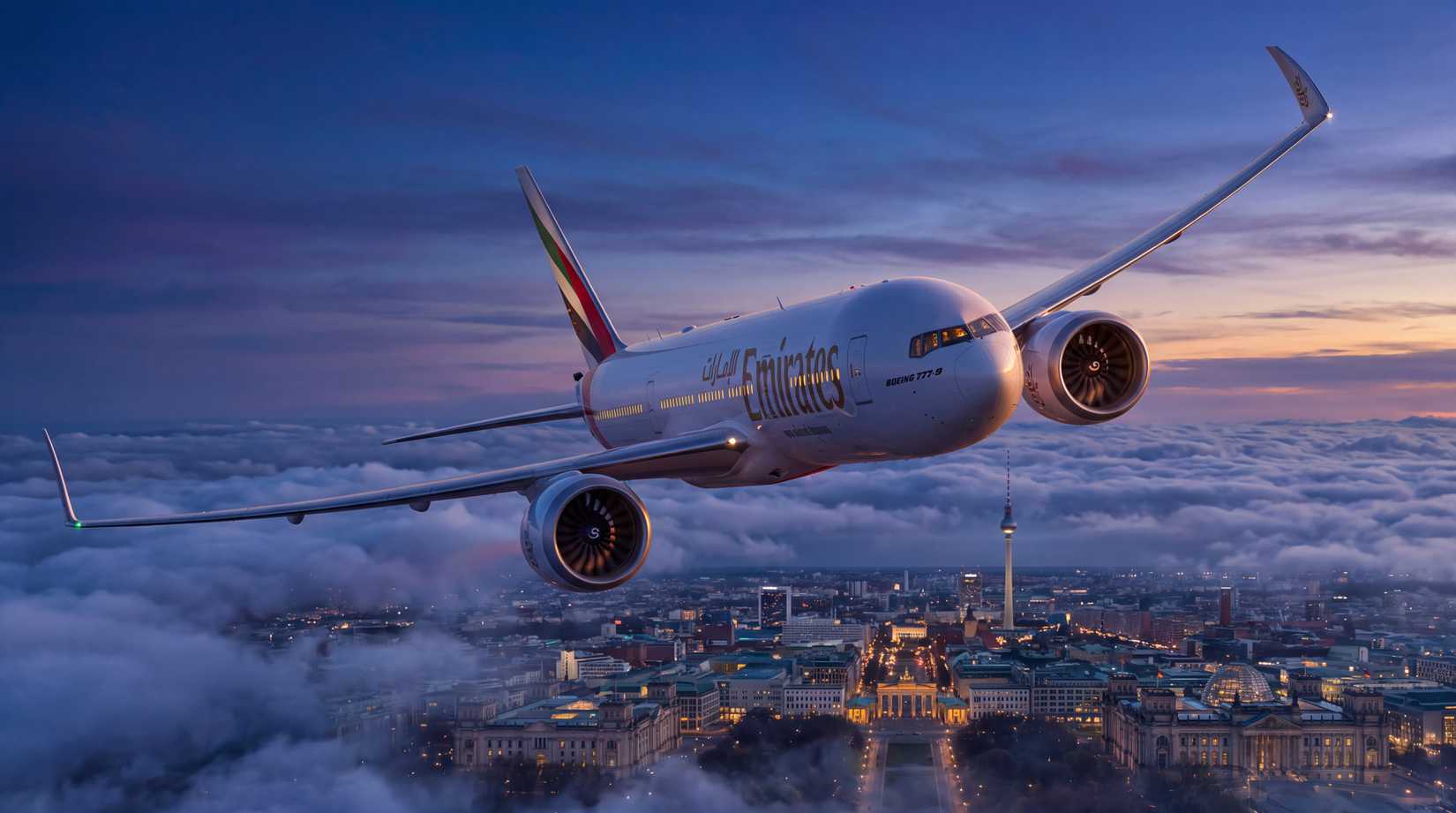 Simple flying Boeing-777-9 by Emirates (Simulation)