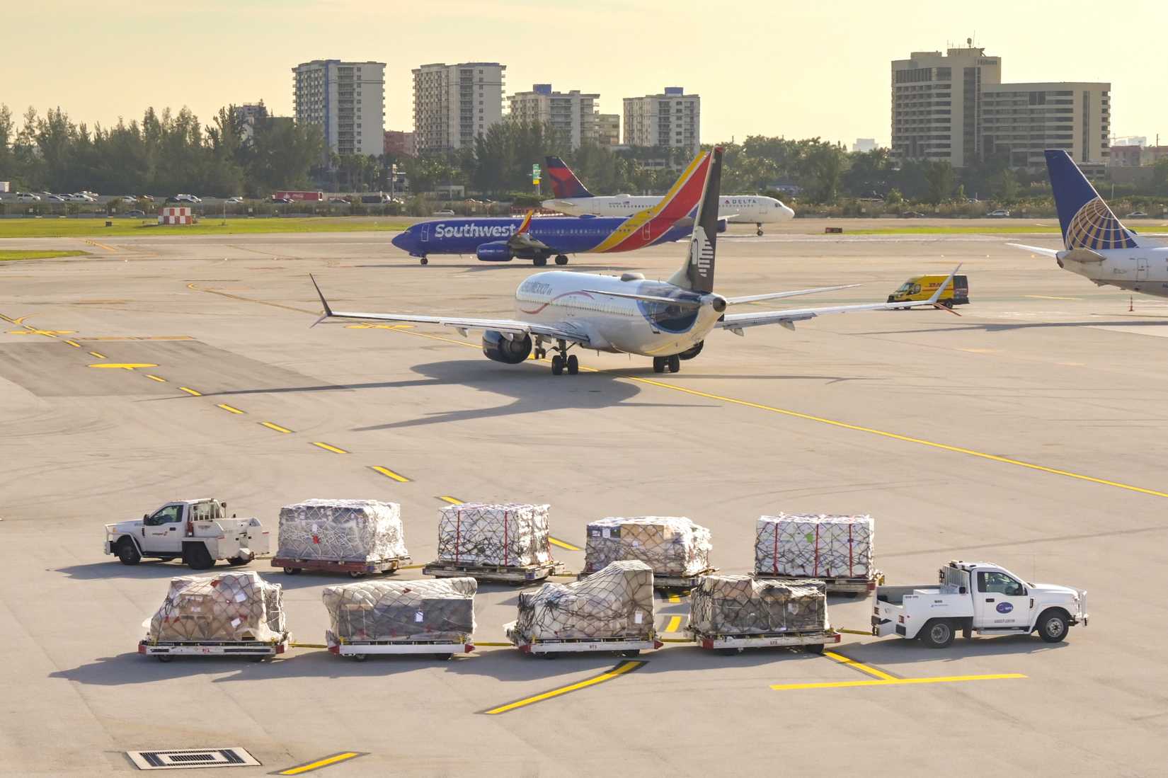 Southwest and AeroMexico jets at Miami International Airport