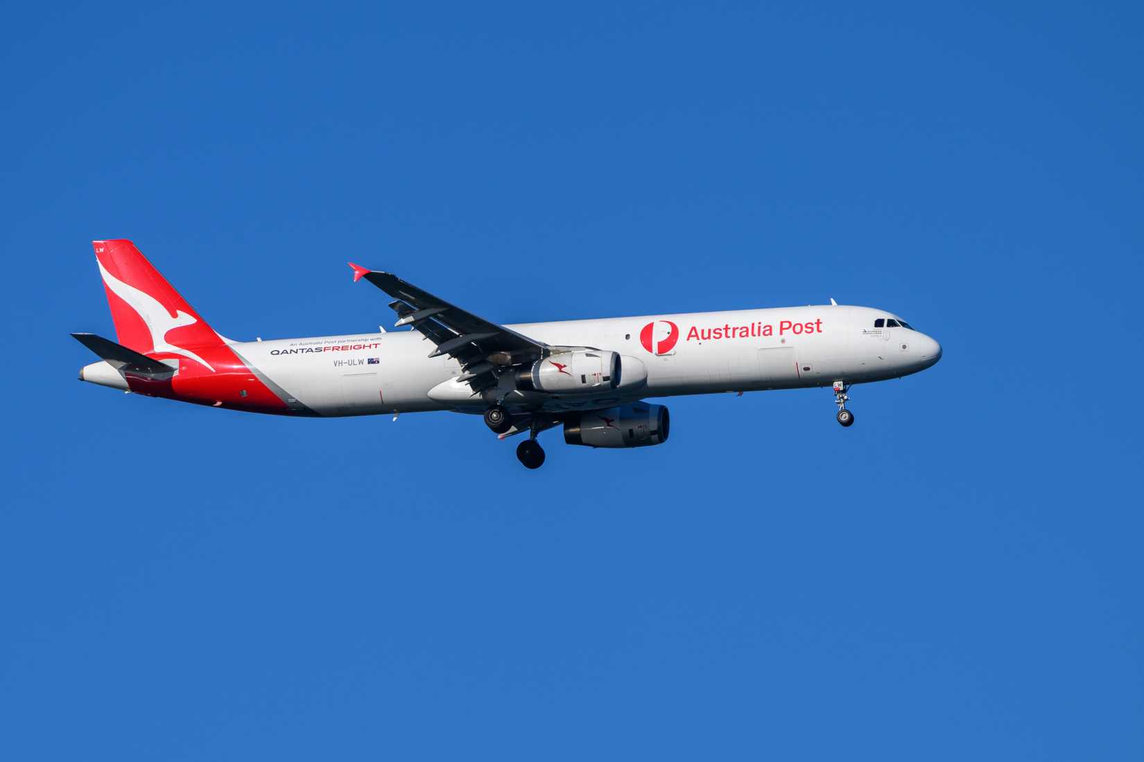 Sydney, Australia on November 18 2025, Qantas Airlines freight Airbus A321 on final approach