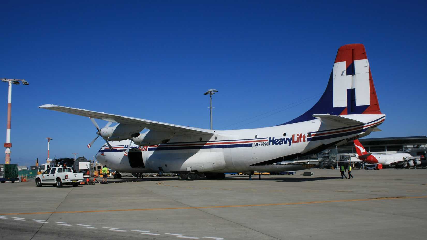The Belfast is quite a large aircraft, as can be seen in this photo when it is compared to the vehicles and personnel near it.