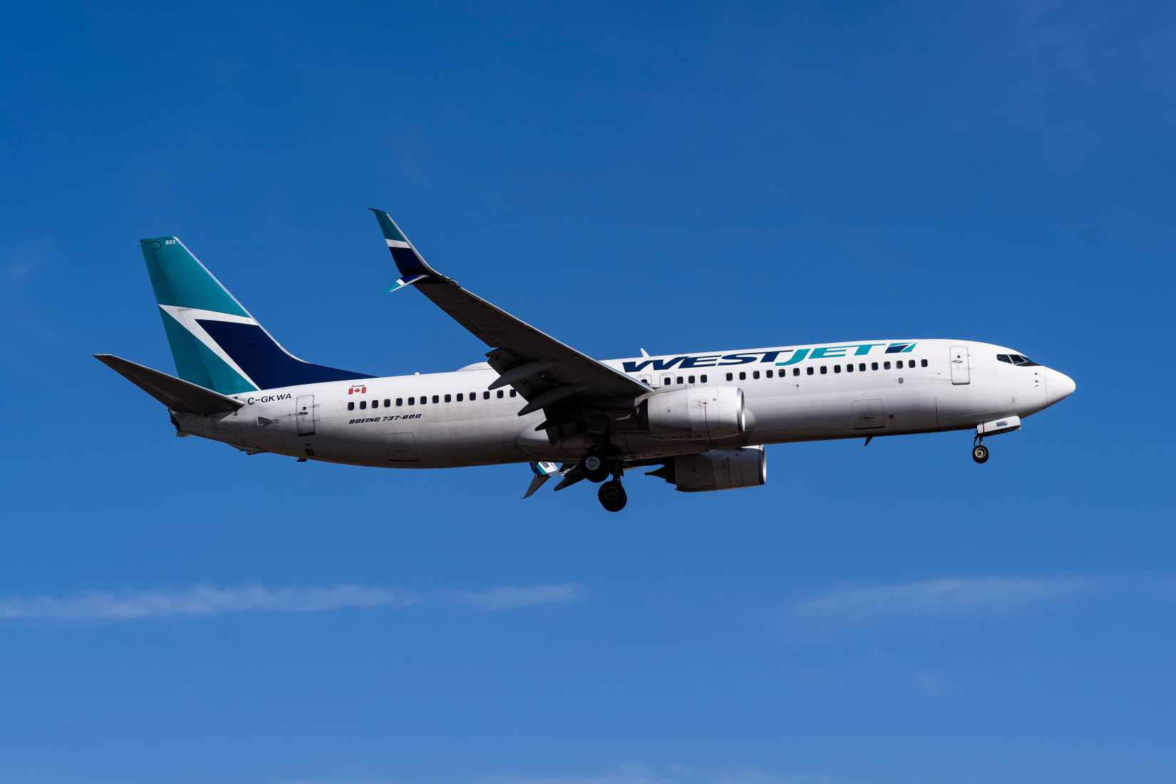 WestJet Airlines Boeing 737-800 in sky
