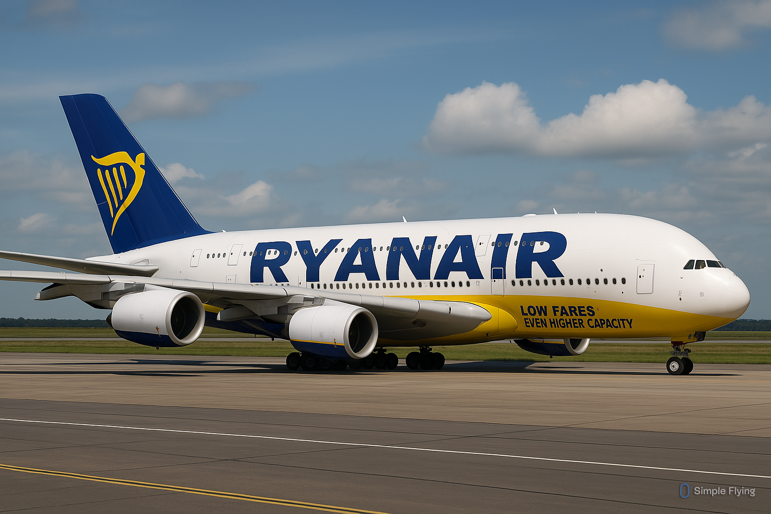 An artist's impression of a Ryanair Airbus A380